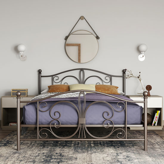 Product photograph of Bamburgh Metal Double Bed In Bronze from Furniture in Fashion