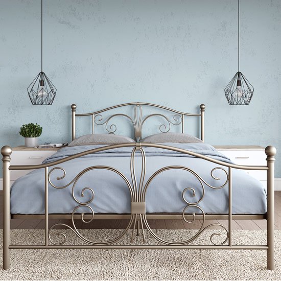 Product photograph of Bamburgh Metal King Size Bed In Bronze from Furniture in Fashion