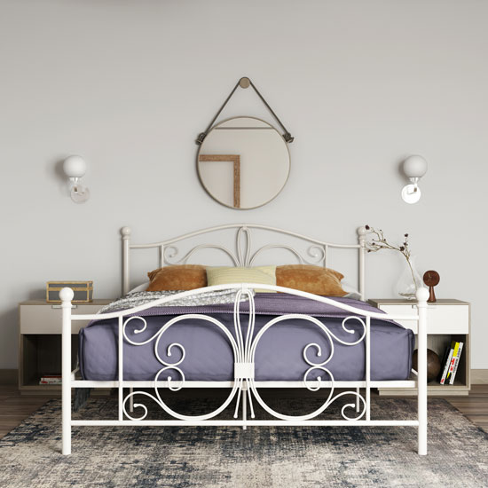 Product photograph of Bamburgh Metal King Size Bed In White from Furniture in Fashion