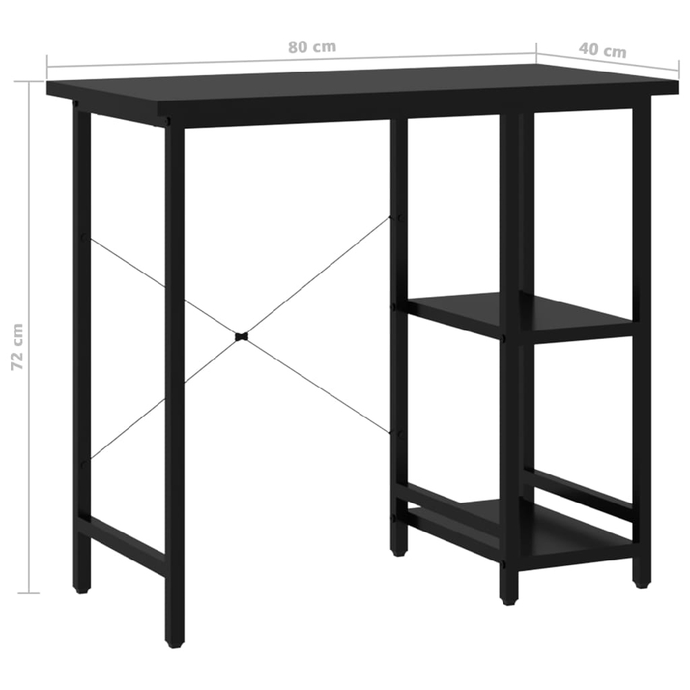 Bonita Wooden Laptop Desk With 2 Shelves In Black