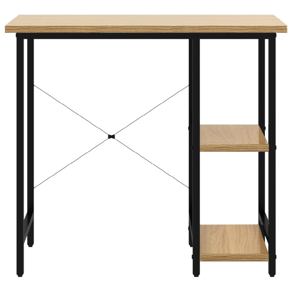 Bonita Wooden Laptop Desk With 2 Shelves In Black And Light Oak