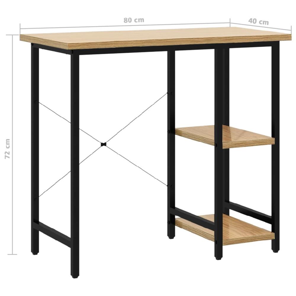 Bonita Wooden Laptop Desk With 2 Shelves In Black And Light Oak