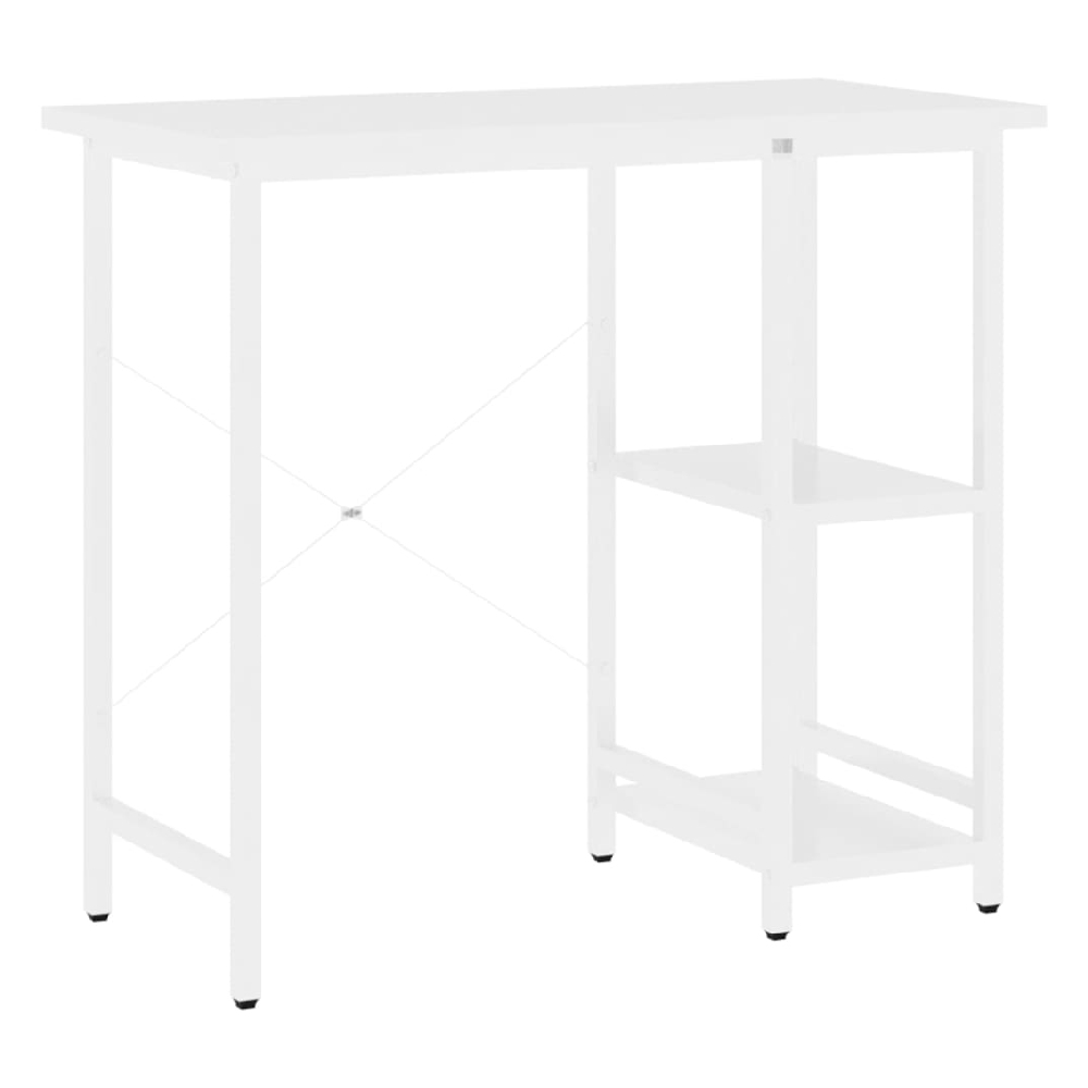 Bonita Wooden Laptop Desk With 2 Shelves In White