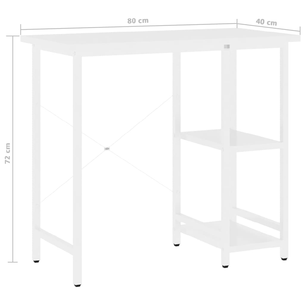 Bonita Wooden Laptop Desk With 2 Shelves In White