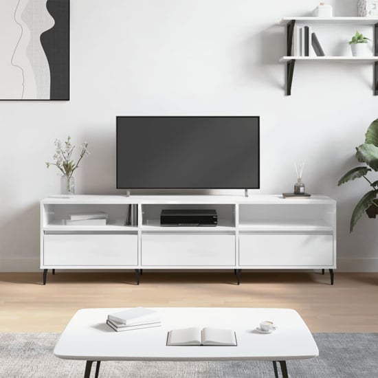 Product photograph of Bonn High Gloss Tv Stand With 3 Drawers In White from Furniture in Fashion