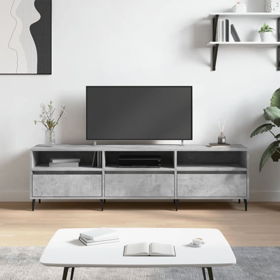 Product photograph of Bonn Wooden Tv Stand With 3 Drawers In Concrete Effect from Furniture in Fashion