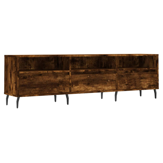 Bonn Wooden TV Stand With 3 Drawers In Smoked Oak