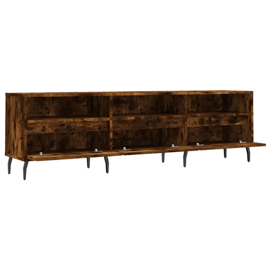 Bonn Wooden TV Stand With 3 Drawers In Smoked Oak