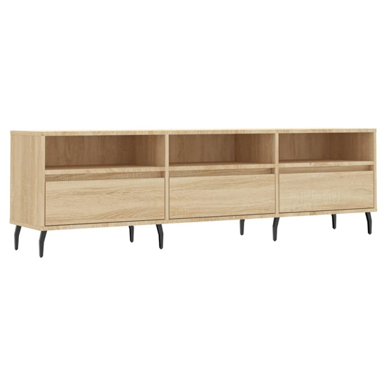 Bonn Wooden TV Stand With 3 Drawers In Sonoma Oak