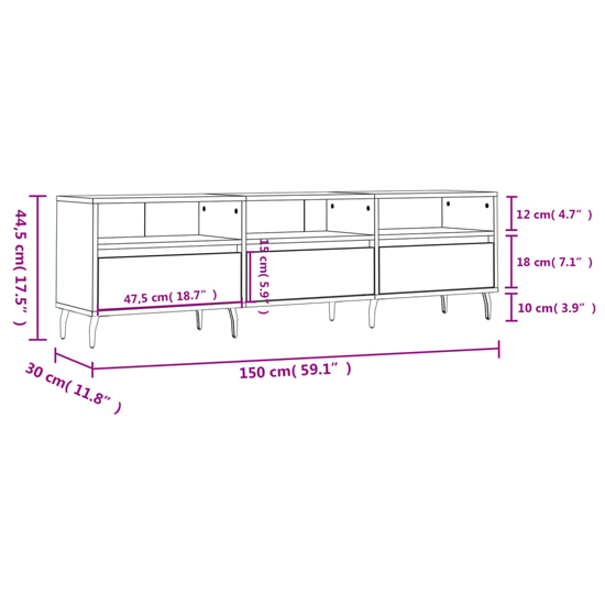 Bonn Wooden TV Stand With 3 Drawers In Sonoma Oak