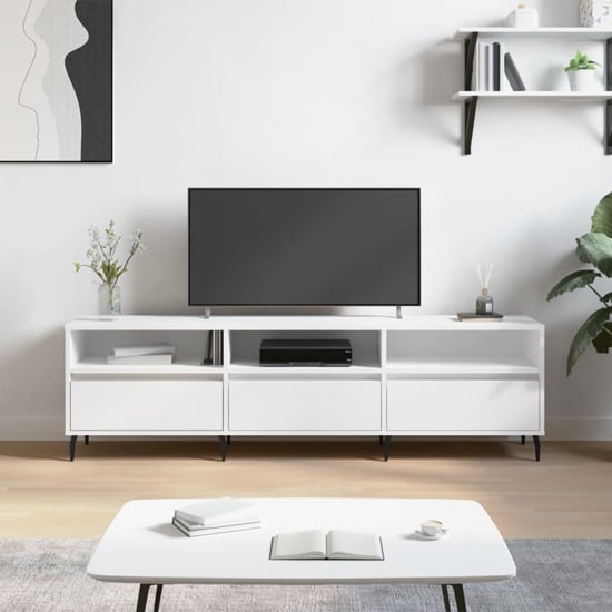 Bonn Wooden TV Stand With 3 Drawers In White