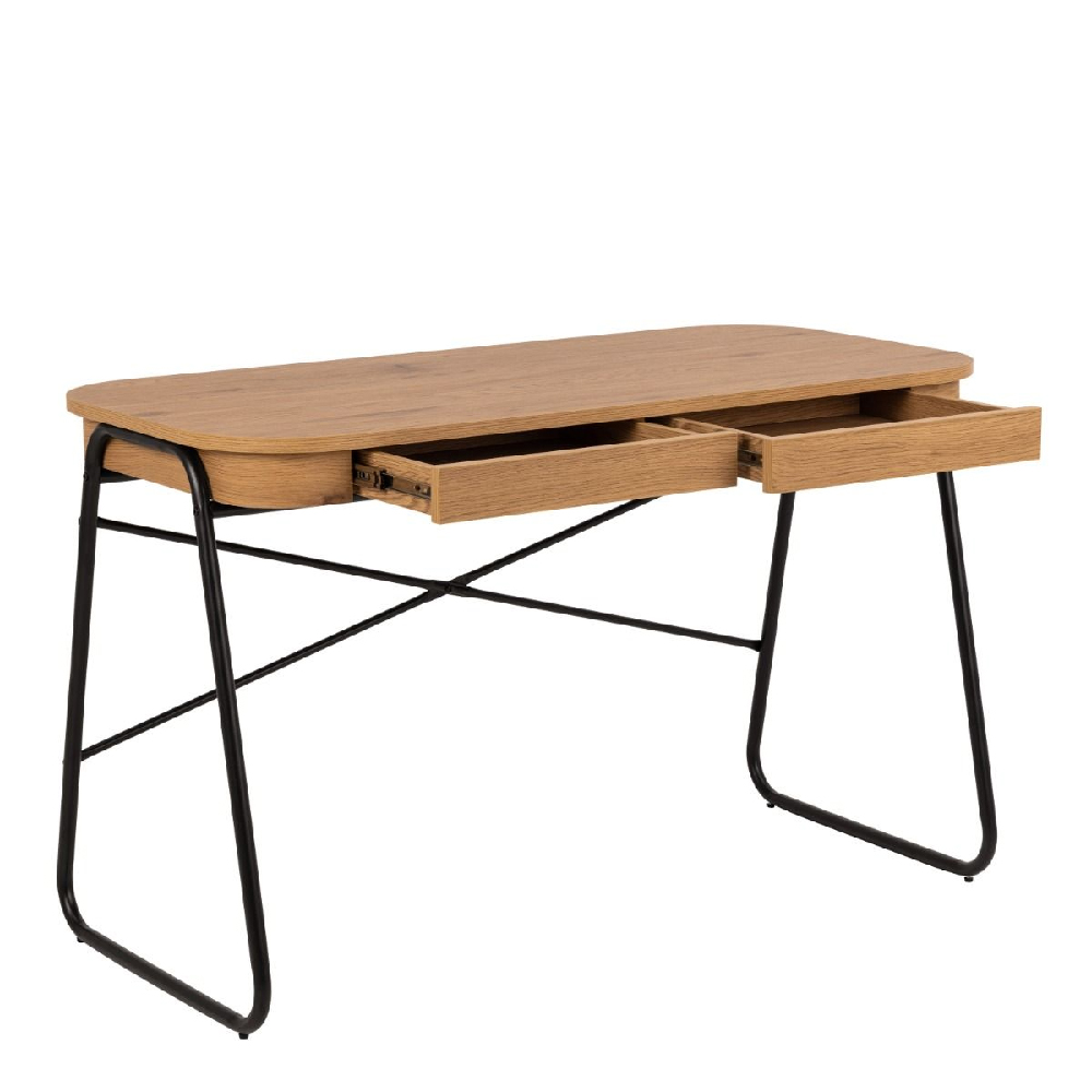 Bonner Wooden Laptop Desk With 2 Drawers In Oak