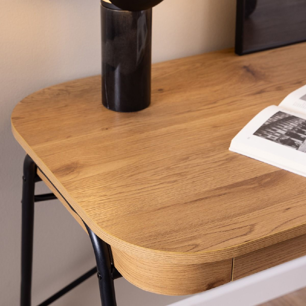 Bonner Wooden Laptop Desk With 2 Drawers In Oak