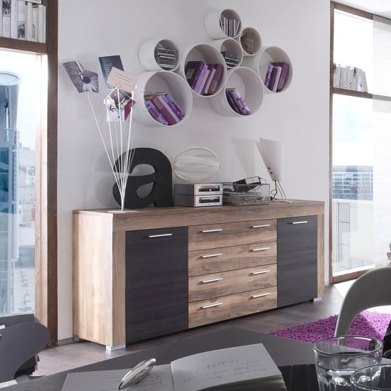 Read more about Boom sideboard in walnut satin and dark brown touchwood