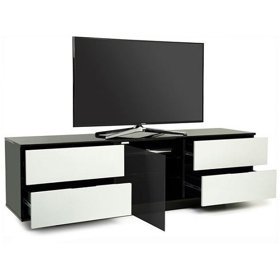 Boone Ultra TV Stand In Black Gloss With White Gloss Drawers_2