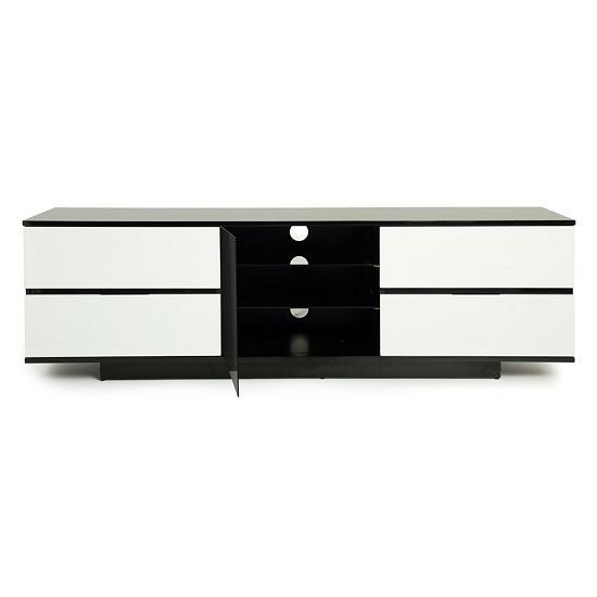 Boone Ultra TV Stand In Black Gloss With White Gloss Drawers_4