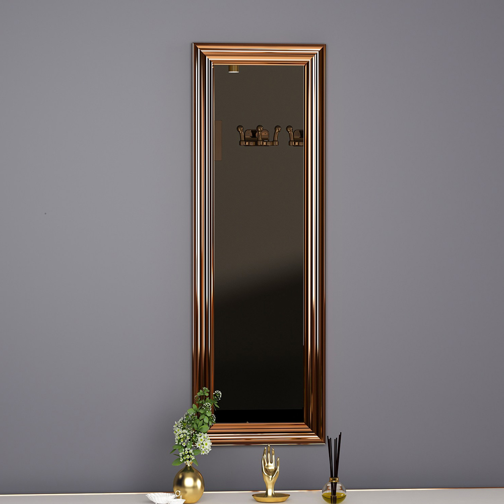 Boos Rectangular Panel Wall Mirror with Bronze Wooden Frame