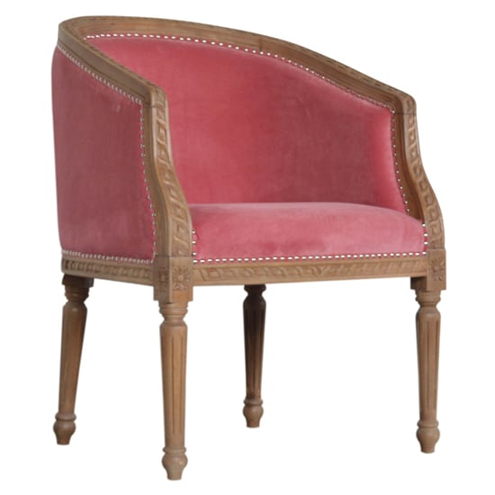 Borah Velvet Accent Chair In Pink And Natural