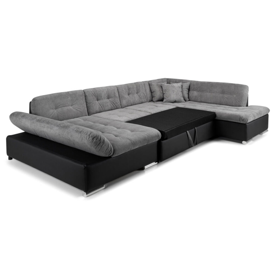 Borba Fabric Left Hand Corner Sofa Bed In Black And Grey_5