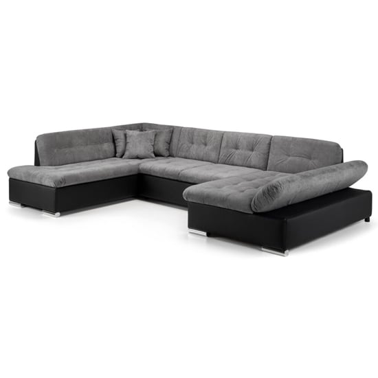 Borba Fabric Left Hand Corner Sofa Bed In Black And Grey_1