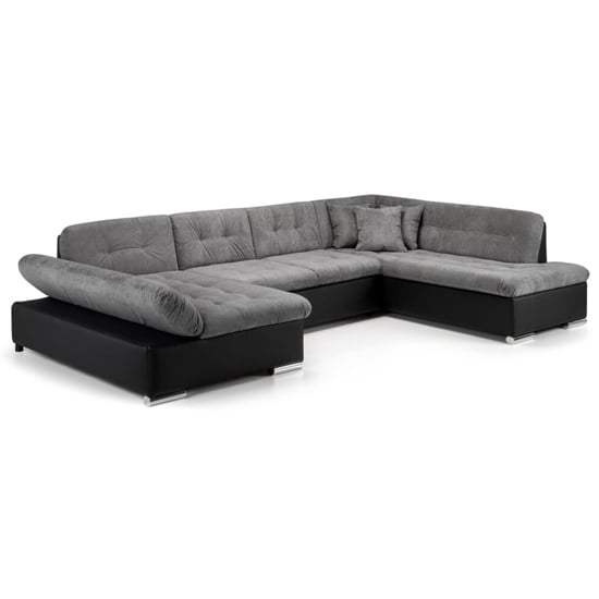 Photo of Borba fabric right hand corner sofa bed in black and grey