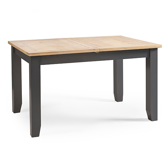 Baqia Extending Wooden Dining Table In Dark Grey