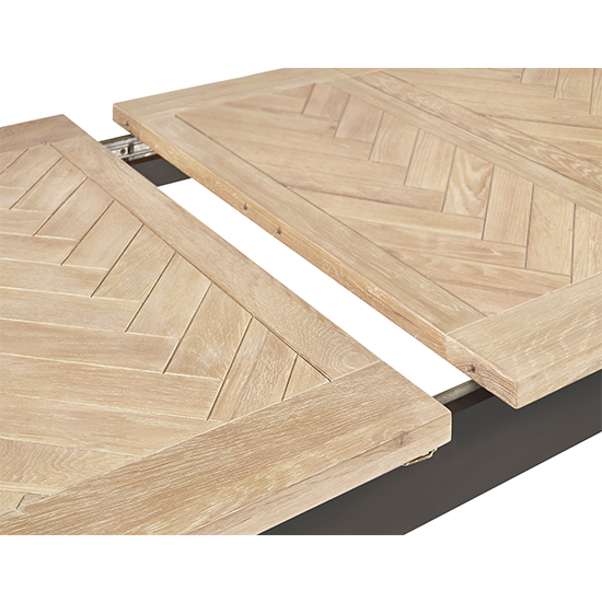 Baqia Extending Wooden Dining Table In Dark Grey