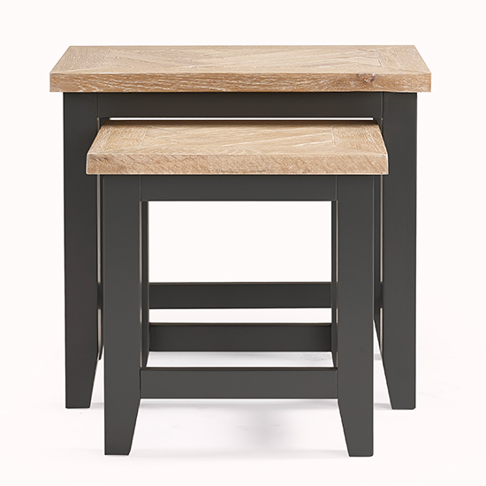 Baqia Wooden Nest Of 2 Tables In Dark Grey