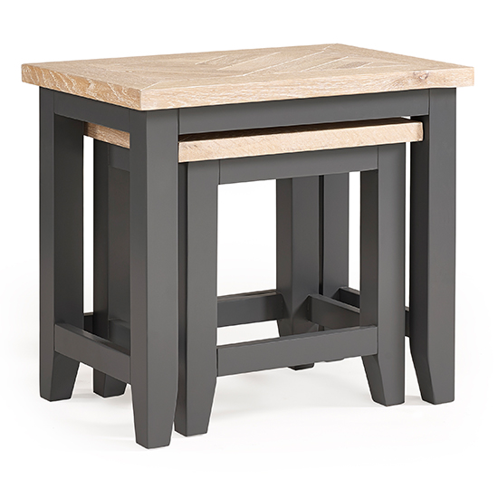 Baqia Wooden Nest Of 2 Tables In Dark Grey