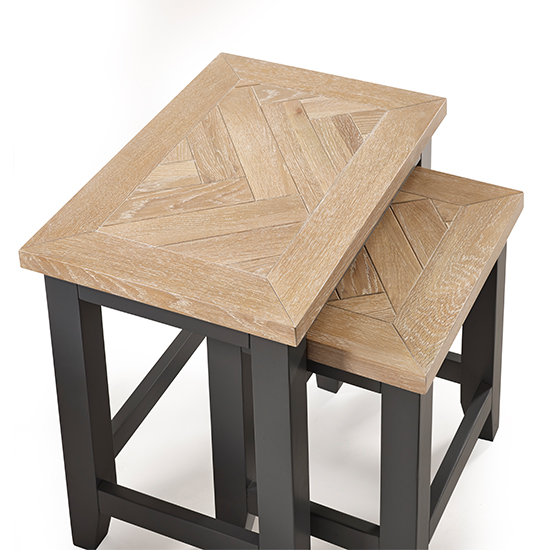 Baqia Wooden Nest Of 2 Tables In Dark Grey