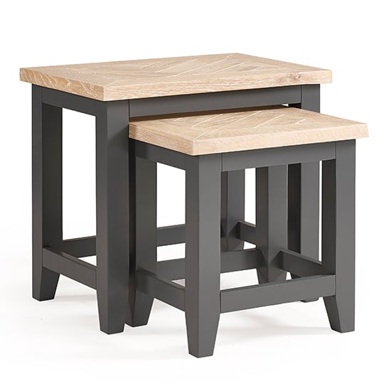 Photo of Baqia wooden nest of 2 tables in dark grey