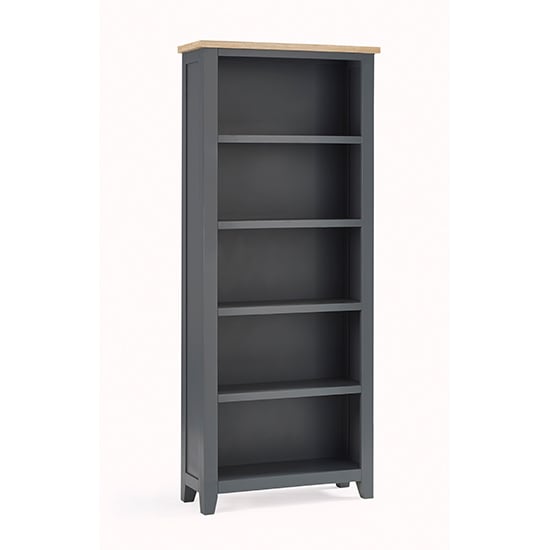 Baqia Tall Wooden Bookcase With 4 Shelves In Dark Grey_1