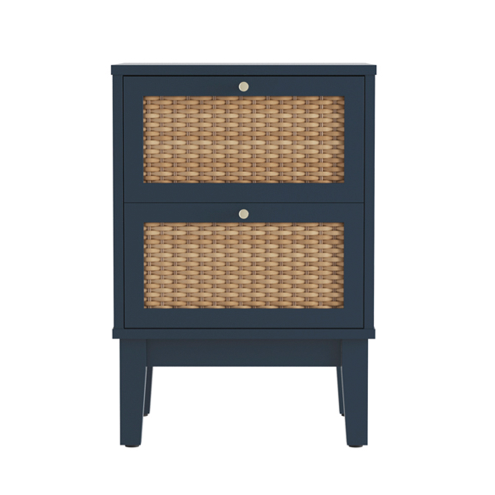 Bordeaux Wooden Bedside Cabinet With 2 Drawers In Blue