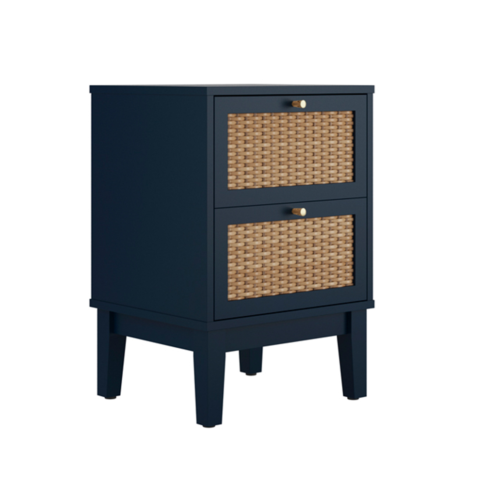 Read more about Bordeaux wooden bedside cabinet with 2 drawers in blue