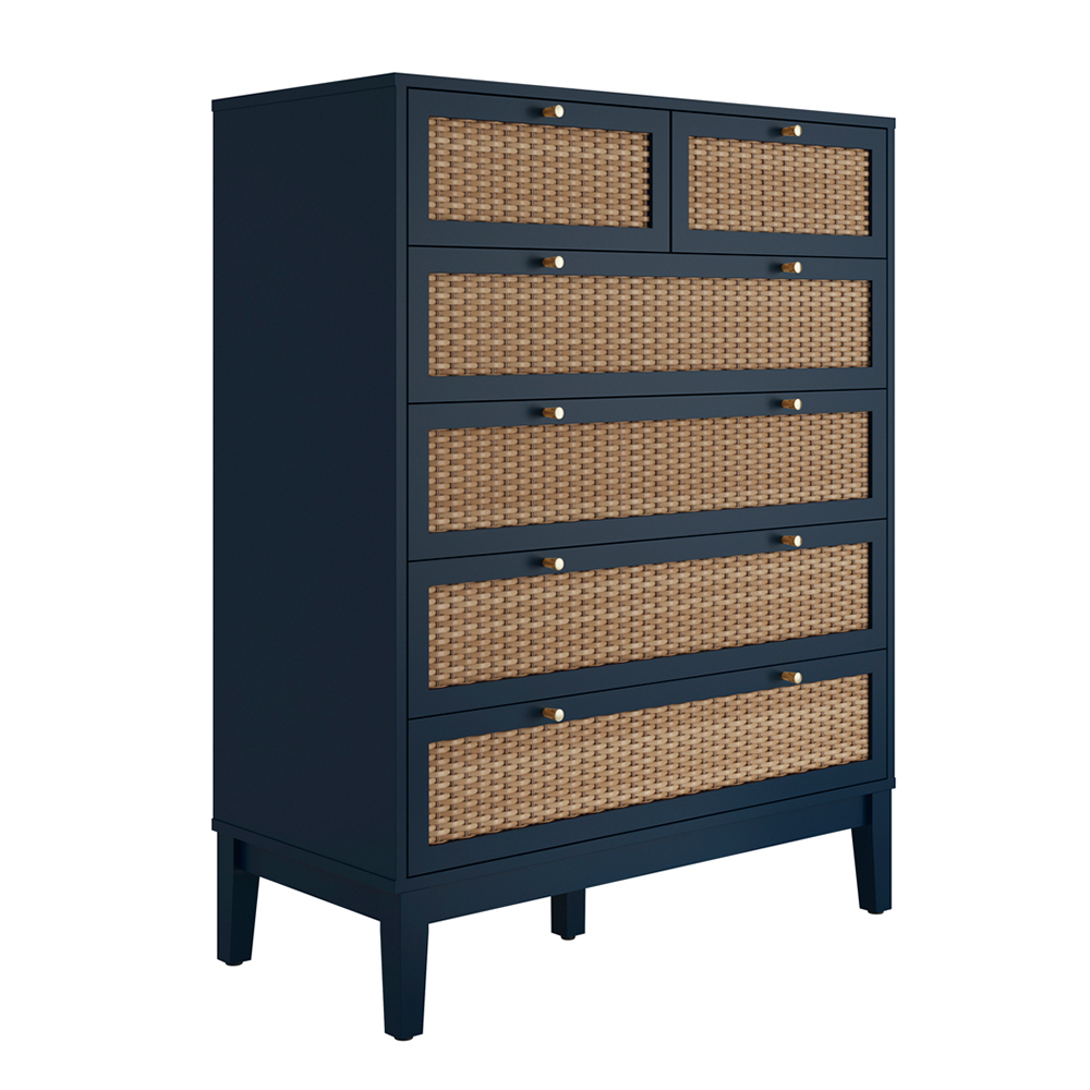 Read more about Bordeaux wooden chest of 6 drawers in blue