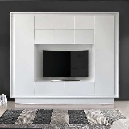 Read more about Borden modern entertainment wall unit in matt white