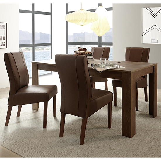Borden Rectangular Wooden Dining Table In Cognac Oak Furniture in Fashion