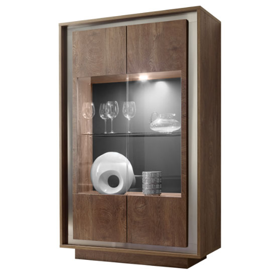 Borden LED Wooden Display Cabinet In Cognac Oak_3