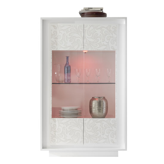 Borden LED Display Cabinet In White And Flowers Serigraphy_3