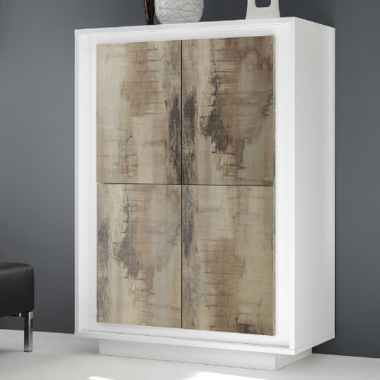 Borden Wooden Highboard In Matt White Furniture in Fashion