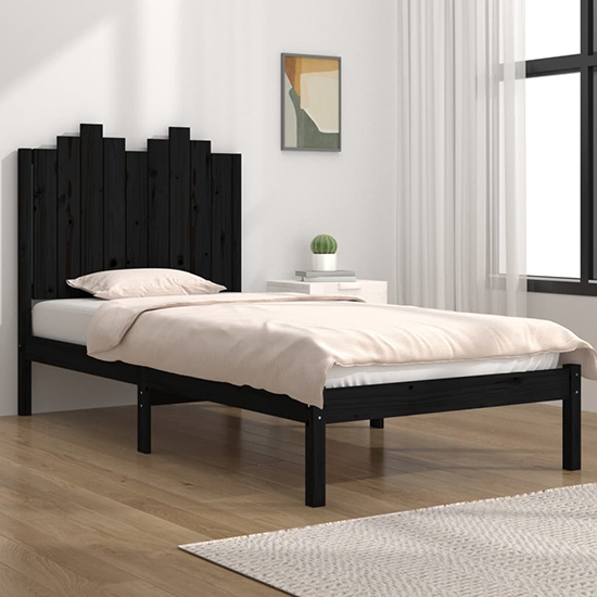 Boreas Solid Pinewood Single Bed In Black Furniture in Fashion