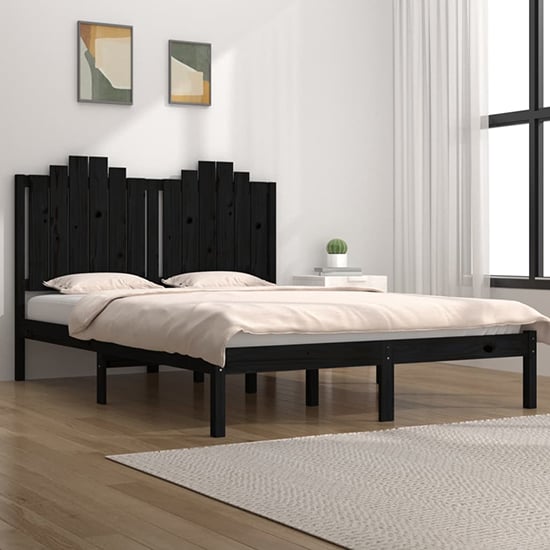 Boreas Solid Pinewood Small Double Bed In Black