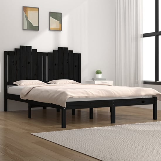 Read more about Boreas solid pinewood small double bed in black