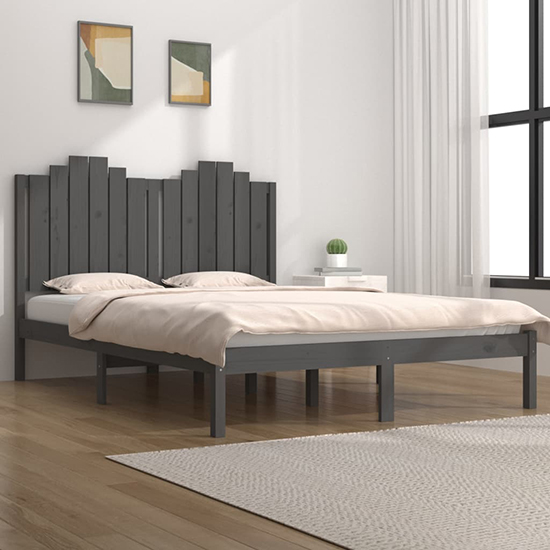 Boreas Solid Pinewood Small Double Bed In Grey Furniture in Fashion