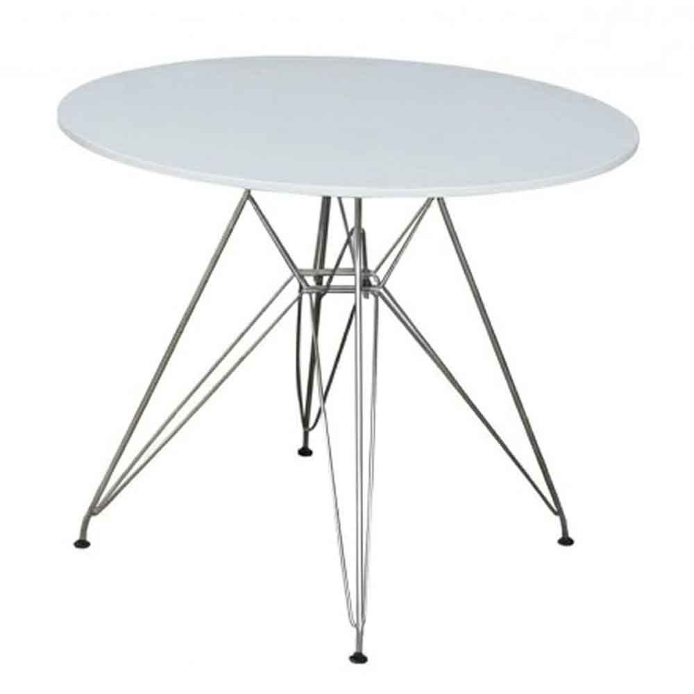 Boriel High Gloss Dining Table with Chrome Legs in White