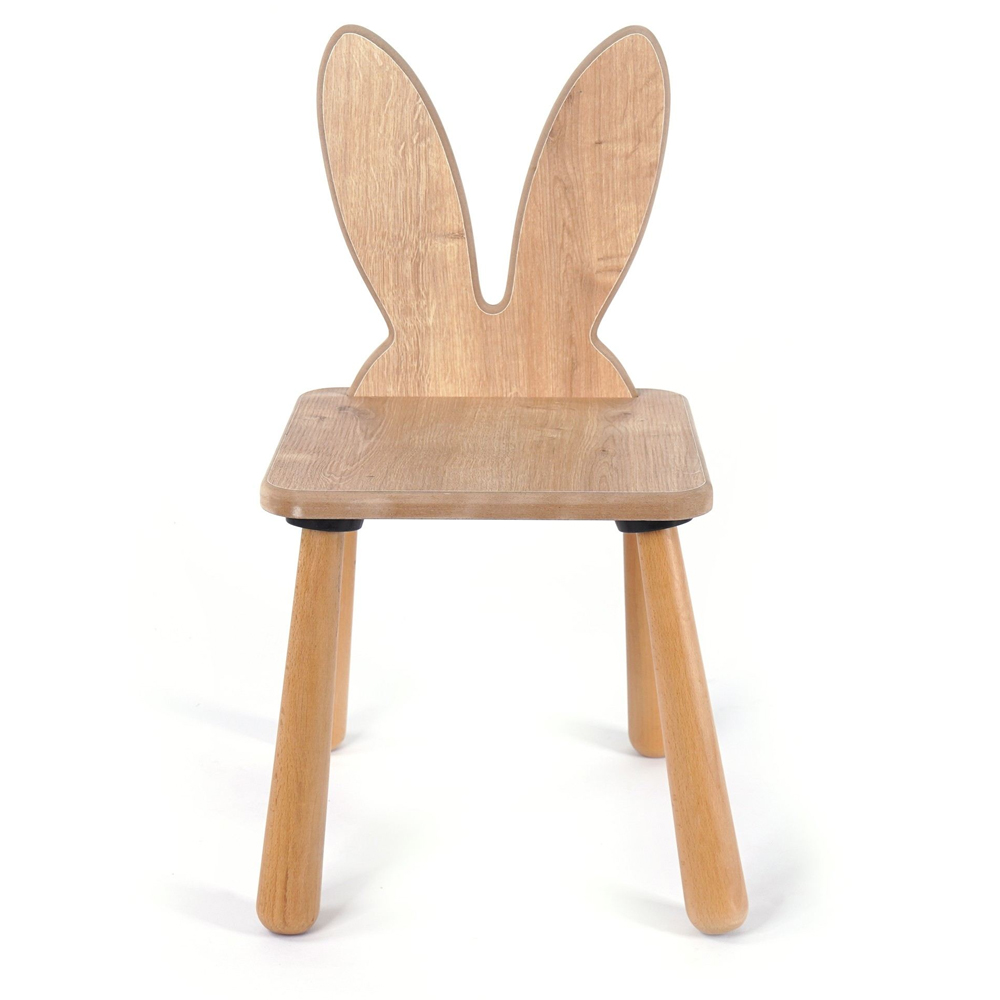 Borin Solid Pine Bunny Shape Kids Chair in Oak