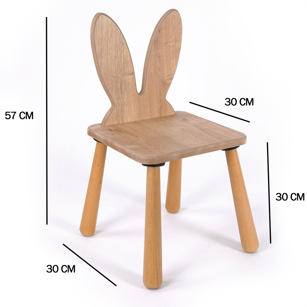 Borin Solid Pine Bunny Shape Kids Chair in Oak