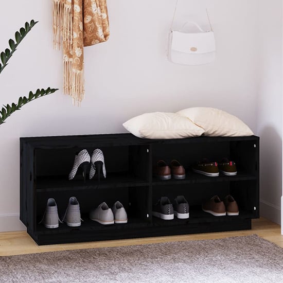 Read more about Boris pinewood shoe storage bench with shelves in black