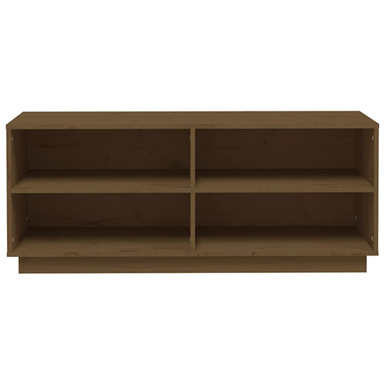 Boris Pinewood Shoe Storage Bench With Shelves In Honey Brown