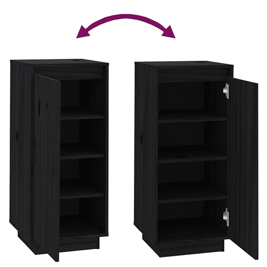 Boris Pinewood Shoe Storage Cabinet With 1 Door In Black